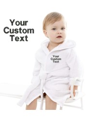 Baby and Toddler Your Custom Text Design Embroidered Hooded Bathrobe in Contrast Color 100% Cotton